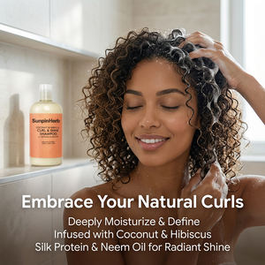 Sulfate Free Curl Shine <b>Shampoo</b> with Coconut Oil Hibiscus for Thick Curly <b>Hair</b> Gentle Daily Cleanse Care - Product Image 6
