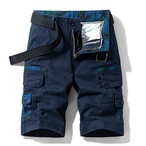 กางเกงขาสั้นคาร์โก้แนวยุทธวิธีสำหรับผู้ชายกางเกงผ้าฝ้าย100% ขนาดกลางสีทึบมีซิปดีไซน์แบบลำลองสำหรับฤดูร้อนกลางแจ้ง - Product Image 3