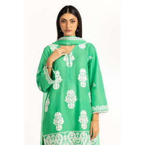 Traje Casual de Verano Bordado en Verde para Mujer - Product Image 1