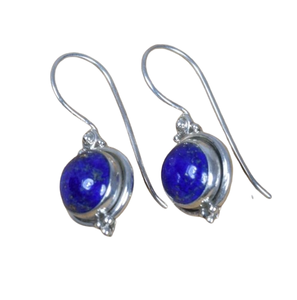 Mode féminine 925 boucles d'oreilles en argent Sterling massif Lapis Lazuli pierres précieuses balancent bijoux en argent pour les filles - Product Image 1