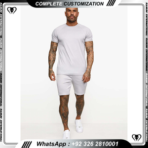 ชุดกีฬาสำหรับผู้ชายกางเกงขาสั้นผ้าฟลีซสเวตเตอร์สำหรับวิ่งจ๊อกกิ้งผ้าคอตตอนคอกลมพิมพ์โลโก้ได้ตามต้องการฤดูร้อน - Product Image 5