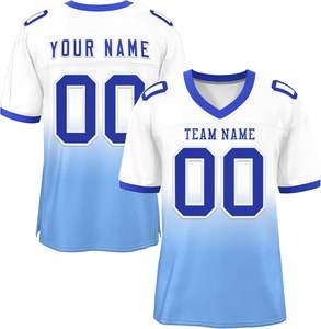 Numéro de nom personnalisé Maillot de football américain Tissu de performance à séchage rapide de qualité professionnelle Manches courtes rayées Caractéristique de taille supérieure - Product Image 4