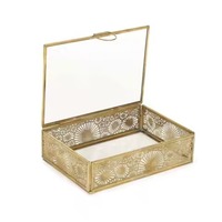 Boîte à bijoux en verre et en laiton doré, boîte de rangement, fabrication artisanale, meilleur cadeau de mariage, organisateur