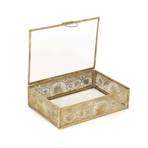 Boîte à bijoux en verre et en laiton doré, boîte de rangement, fabrication artisanale, meilleur cadeau de mariage, organisateur - Product Image 2