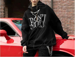 Sweat à capuche surdimensionné Best Fashion OEM Printing Hoodie Drop Shoulder Rhinestone Hoodie Trendy Fashion Price Rhinestone - Product Image 3