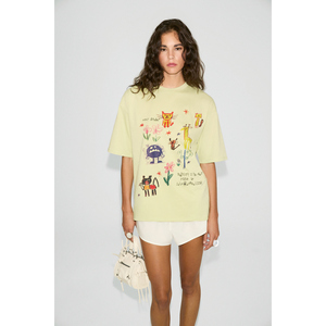 Camiseta GRIMELANGE Millie para Mujer, 100% Algodón Orgánico, Corte Holgado, Estampado y Detalles Bordados - Product Image 4