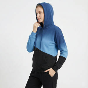 Sudadera con Capucha de Dos Tonos para Mujer, Diseño Elegante, Ropa Casual de Calle, Hombros Caídos, Felpa de Algodón Grueso - Product Image 2