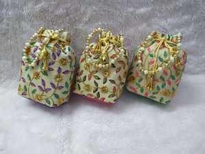 Minimal Affairs Silk Double Layer Gift <b>Drawstring</b> Bag for Wedding Diwali Eco-Friendly Durable Customized Color Designer Gift - Product Image 2