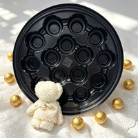 Plateau rond en PP noir de qualité alimentaire, plateau à 15 cavités pour grandes boules de chocolat, grand plateau pour truffes, plateau intérieur pour boîte cadeau alimentaire haut de gamme