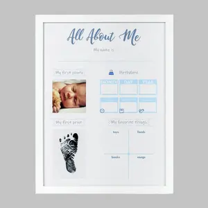 Baby Boy First Photo Frame With Ink Pad Wooden Decorative Wall Frame All About Me Newborn Baby Boy Picture Frame