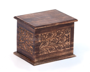 โกศไม้เผาศพแกะสลักด้วยมือสำหรับใส่เถ้ากระดูกมนุษย์ที่ระลึกสำหรับสัตว์เลี้ยงและมนุษย์ - Product Image 1