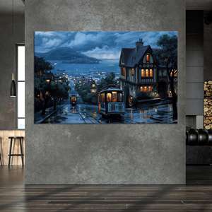 Impression sur toile de paysage urbain d'Istanbul : paysage turc plat et imprimé, toile enveloppée - Product Image 1