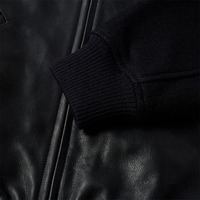 Blouson bomber en cuir PU noir pour homme, col montant, fermeture éclair, style décontracté, vêtement d'automne