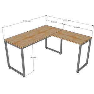 Escritorio en Forma de L de Madera de Caucho 140x150cm Diseño Minimalista Fácil Montaje HBMN015 - Product Image 5