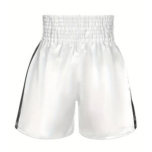 Pantalones cortos de entrenamiento de boxeo disponibles en colores blancos, adecuados para deportes de combate y pantalones cortos de Muay Thai MMA para hombres - Product Image 3