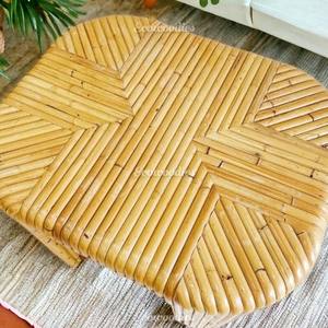 Console de fête Pooja de cuisine antique tabouret en bois marron naturel massif avec incrustation d'os artisanat pour bébés enfants pour le salon - Product Image 6