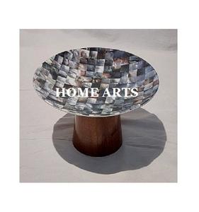 Bol de service de nourriture en fer de conception fantastique avec base en bois bol de fruits secs de forme ronde de qualité supérieure en Inde - Product Image 1