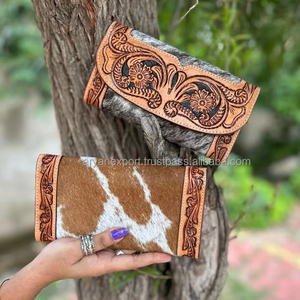 กระเป๋าคลัทช์หนังวัวสไตล์ตะวันตกกระเป๋าใส่บัตรเครดิตแบบยาวหนังแท้คุณภาพสูงทันสมัย - Product Image 5