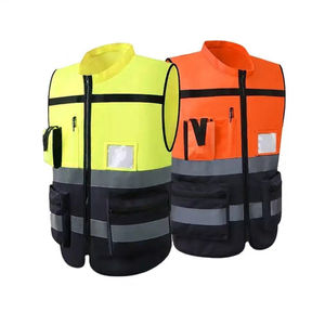 Chaleco de seguridad de alta visibilidad informal con logotipo personalizado al por mayor clase 3 impermeable con tela de lona de talla grande multibolsillos - Product Image 6