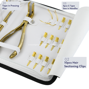 Top Rated Hair Extension Tools Kit Weft Pressing Tool for Tape-In Extensions Keratin Bond Cutter and Loop Hook <b>Set</b> Steel Made - Product Image 3
