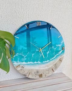 Horloges murales en résine époxy pour espaces exquis Cadeau unique de décoration intérieure Horloge murale époxy océanique par Antique Creation - Product Image 3