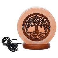 Lampe de sel rose de l'Himalaya 3D sculptée, motif panier de fleurs religieux, coquille polie, décoration d'intérieur, artisanat naturel, réglable