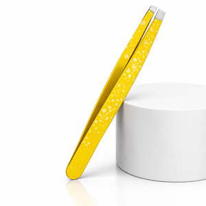 Pince à épiler sourcils de qualité supérieure en acier inoxydable, pointe inclinée, outil de beauté de précision pour l'épilation, antidérapant, revêtement jaune - Product Image 1