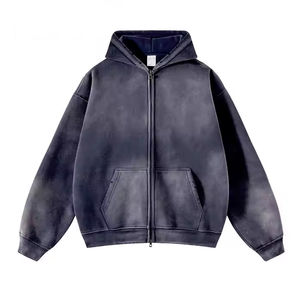 100% coton hommes sweats Logo personnalisé 450GSM poids lourd acide lavage fermeture éclair sweats à capuche coupe surdimensionnée saison d'hiver motif solide - Product Image 6