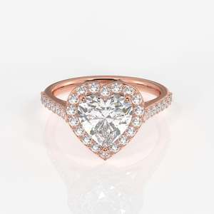 Bague de fiançailles en diamant de laboratoire taille cœur avec halo, or 14 carats - Alliance de mariage élégante - Product Image 6