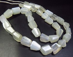 White Siloni Moonstone Gems Beads 8-13mm Faceted Cut Moonstone Nugget Tumble Beads 16 Strand Natural Faceted Beads" - Product Image 5