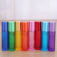 Hochwertige Luxus 10ml leere runde bunte Parfüm ätherische Öl flasche galvani sierte Glas walzen flasche mit Stahlkugel