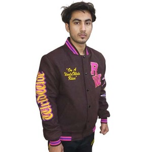 Chaquetas con letras de béisbol de chenilla bordadas de lana con logotipo personalizado para hombre, chaqueta universitaria de manga de cuero en blanco Vintage para hombre - Product Image 1
