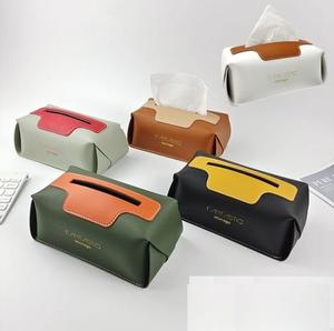 Porte-serviettes en cuir souple rectangulaire uni de luxe avec logo personnalisé, décoration de table, boîte à mouchoirs pour hôtel, ferme - Product Image 3