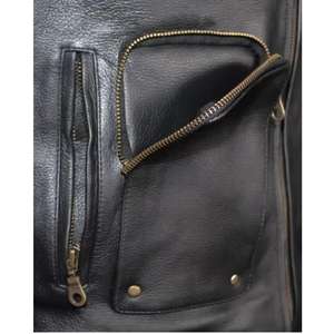 Gilet en cuir pour hommes de qualité supérieure avec poches à boutons et veste d'hiver au design avec logo personnalisé vente en gros - Product Image 4