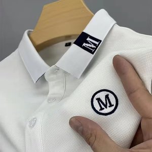 เสื้อโปโลผ้าฝ้าย100เปอร์เซ็นต์สำหรับผู้ชายเสื้อกอล์ฟทรงสลิมฟิตออกแบบโลโก้ของคุณเอง - Product Image 6