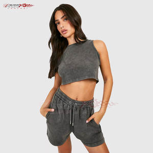 Pantalones cortos con lavado ácido de aspecto Vintage para mujer con gran altura y bordes crudos Pantalones cortos con lavado ácido de moda de verano para mujer - Product Image 5