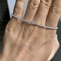 Bracelet personnalisé en or rose et or blanc 14 carats, plaqué rhodium, avec petit diamant de laboratoire classique taille brillant, pour femme