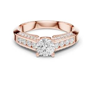 Anillo de Compromiso con Halo de Diamantes de Laboratorio Redondos Brillantes de 1.122 CT, Claridad VVS-VS EF, Oro de 18K, 14K, 10K y Plata 925, Color Rosa - Product Image 1