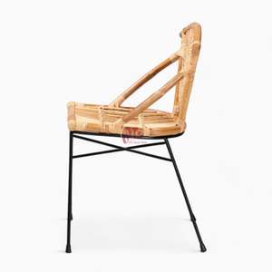 Chaises de salle à manger en rotin avec pieds en fer Chaises d'appoint en rotin d'intérieur Fauteuils confortables pour chambre salon - Product Image 4