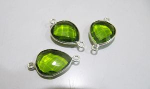 Peridot Chalcedony Hydro QUARTZ briolette ตัวเชื่อมต่อแบบเหลี่ยมเพชรพลอยรูปร่างลูกแพร์ขนาดประมาณ8x10มม. ฝาห่วงคู่ขนาดประมาณ8x10มม. - Product Image 4
