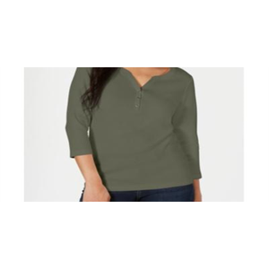 Maglia Henley da Donna Karen Scott XX-Large Verde in Cotone, Tessuto Lavorato a Maglia Semplice, Elemento di Moda - Product Image 2