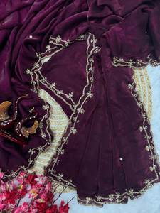 เสื้อส่าหรีแบบมีผ้าจีบพร้อมเสื้อเข้าชุดสีสดใสปักลายงานเลี้ยงต้อนรับและปาร์ตี้ - Product Image 6