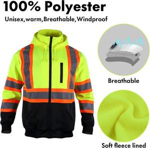 Chaqueta de lluvia reflectante térmica de alta visibilidad uniforme de seguridad de poliéster impermeable para trabajo al aire libre general reflectante - Product Image 6