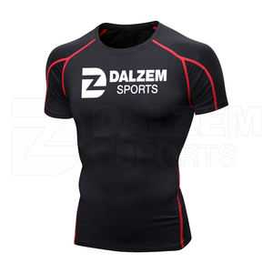 Demi-manches sur mesure T-shirt de compression de sport à séchage rapide vêtements de course Polyester Fitness Gym chemise d'entraînement solide blanc - Product Image 5