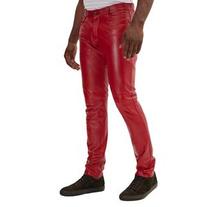 Pantalon en cuir de vachette respirant et décontracté pour hommes, couleur unie de haute qualité, taille moyenne, tissu en toile délavée foncée personnalisable - Product Image 3