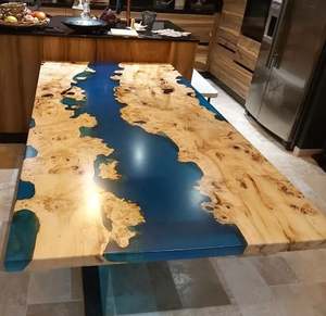 Best Quality Handcrafted Elegant Design Stylish <b>Clear</b> Epoxy <b>Resin</b> Wooden Table Top Customized Dining Table Decorative Wooden Top - Product Image 5