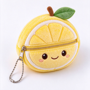 Porte-monnaie en peluche unique, pochette en peluche fruitée, citron en peluche, sac à monnaie, pochette porte-clés en peluche, petit portefeuille mignon - Product Image 2