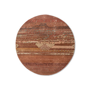 Alfombra Manchaha de Lana y Seda de Bambú con Patrón Geométrico Anudada a Mano en Rojo y Naranja - Para Uso Doméstico Les-2717 - Product Image 1