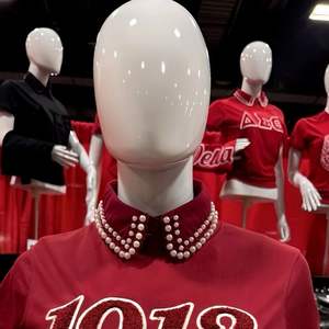 DST 1913 manga Chenille bordado Tee Premium algodón Maroon Sorority ropa griega Delta ropa clásica camiseta - Product Image 5