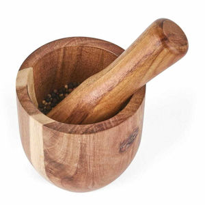 Mortero de madera hecho a mano clásico de calidad superior directo de fábrica, molinillo de cocina ecológico, herramienta para especias y hierbas - Product Image 3